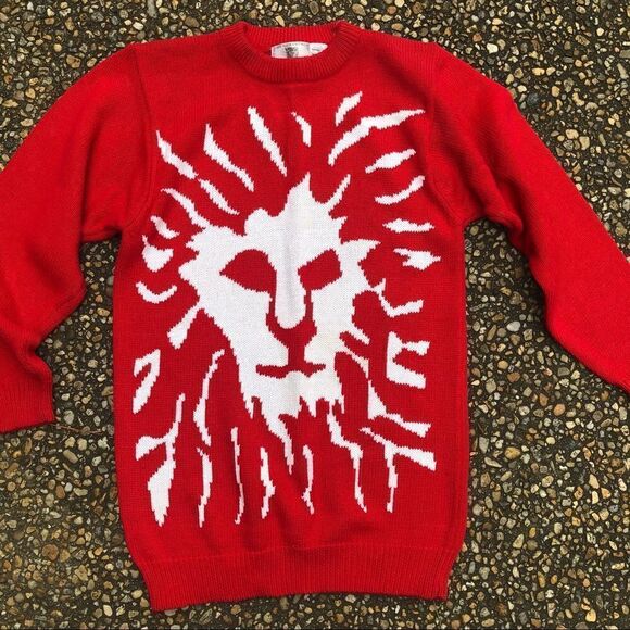 Iconic vintage 1980’s Anne Klein giant Lion Head long sweater Mint Condition - Picture 1 of 5